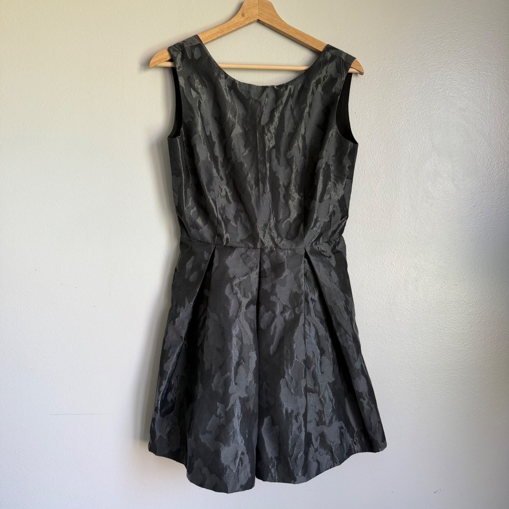 Y2K Just Drew Charcoal Grey Jacquard Open Back Pleated Fit &‎ Flare Dress Size 4